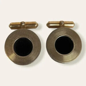 Vintage Destino 12K GF Circle Onyx Cufflinks